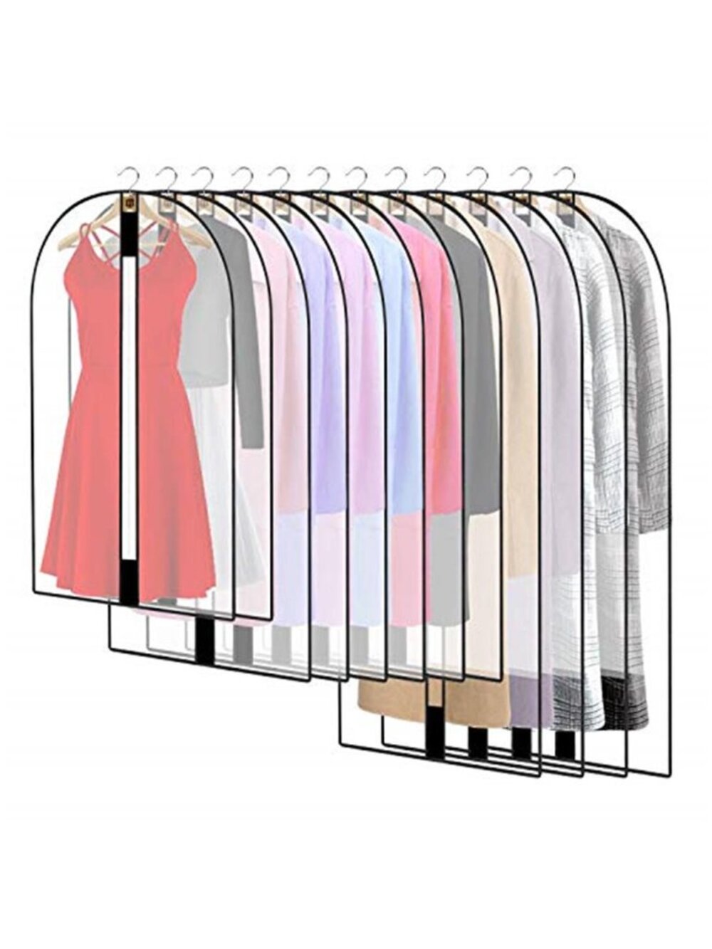 Clear Garment Bags Set of 12 Suit Dress Storage Closet Dust Proof Zipper Covers